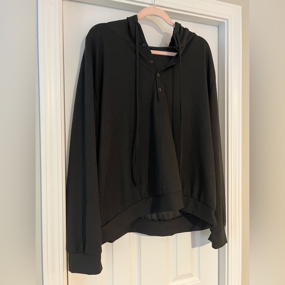 Women's Black Hooded Top